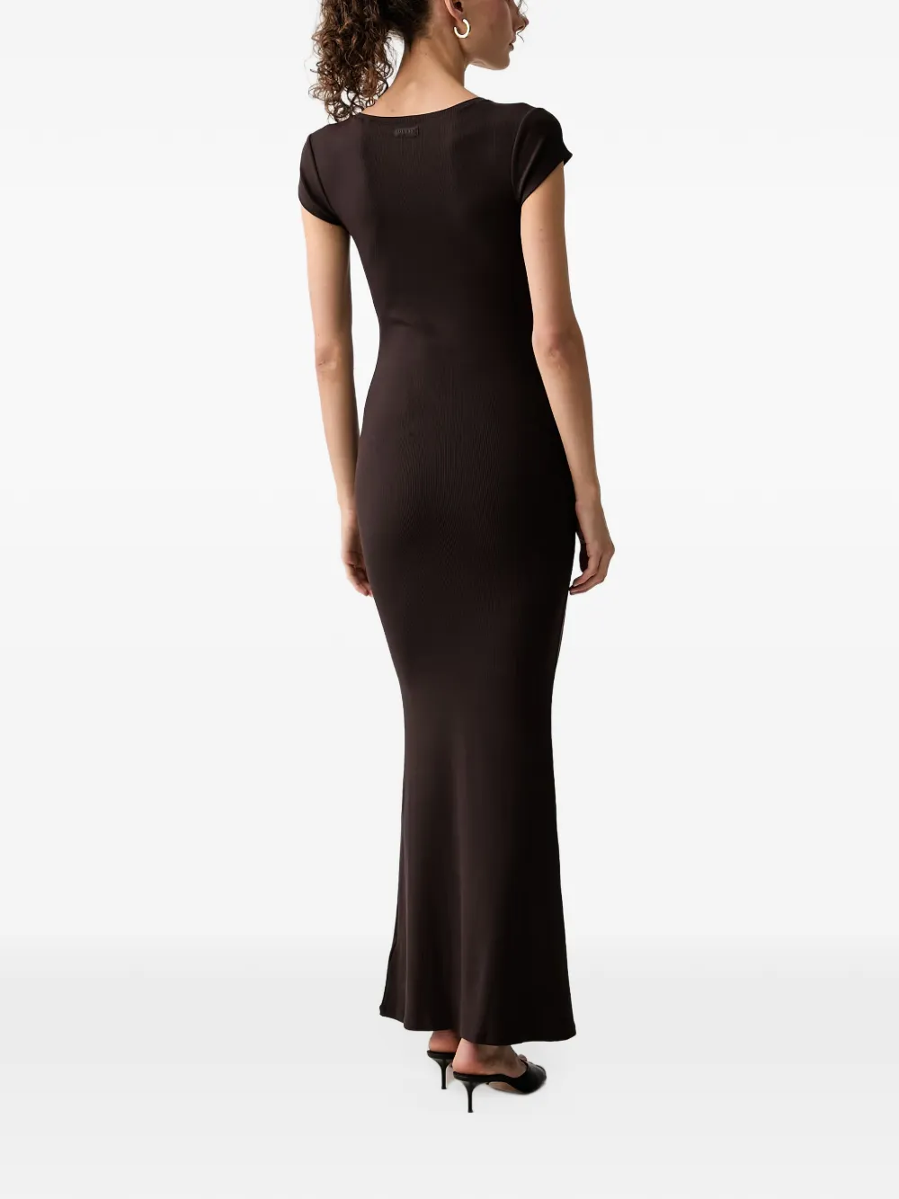 GUESS USA Geribbelde maxi-jurk met kapmouwen Bruin