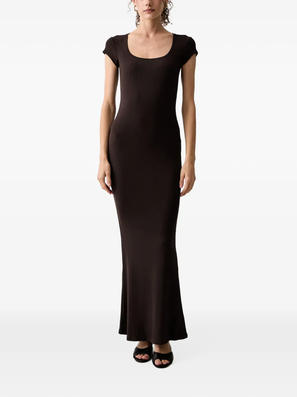 GUESS USA ribbed cap-sleeve maxi dress - Braun