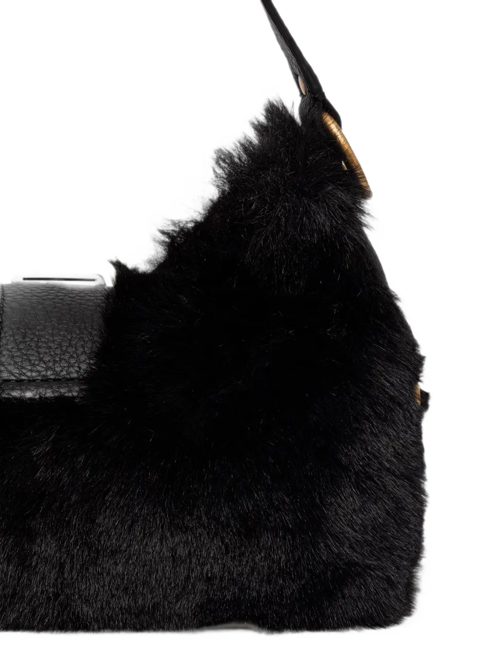 GUESS USA Camden mini faux fur shoulder bag Zwart