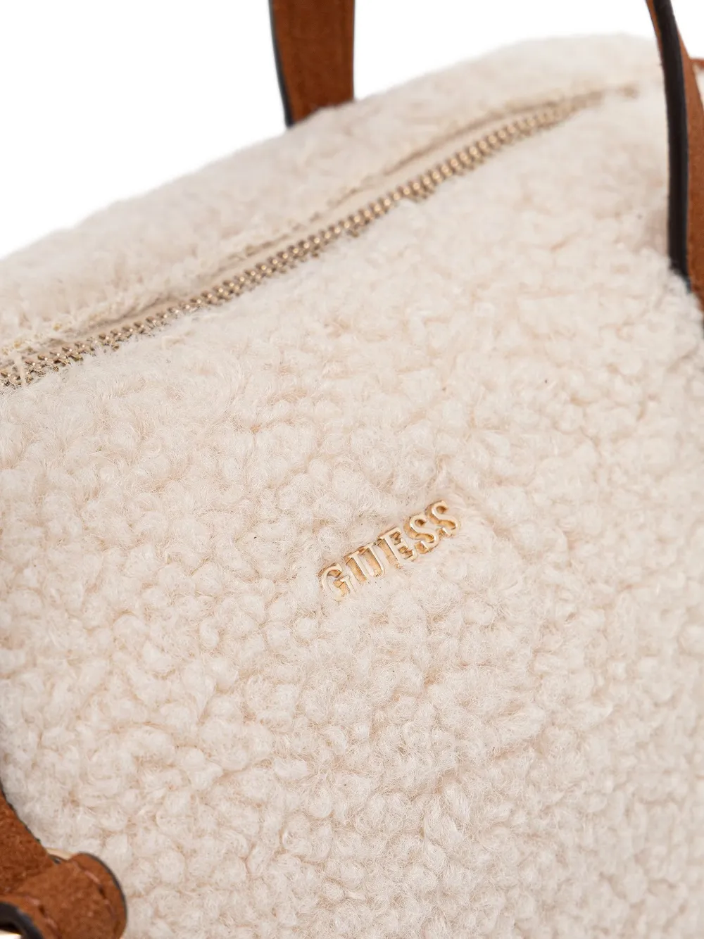 GUESS USA Taylor tonvormige tas van imitatielamswol Beige