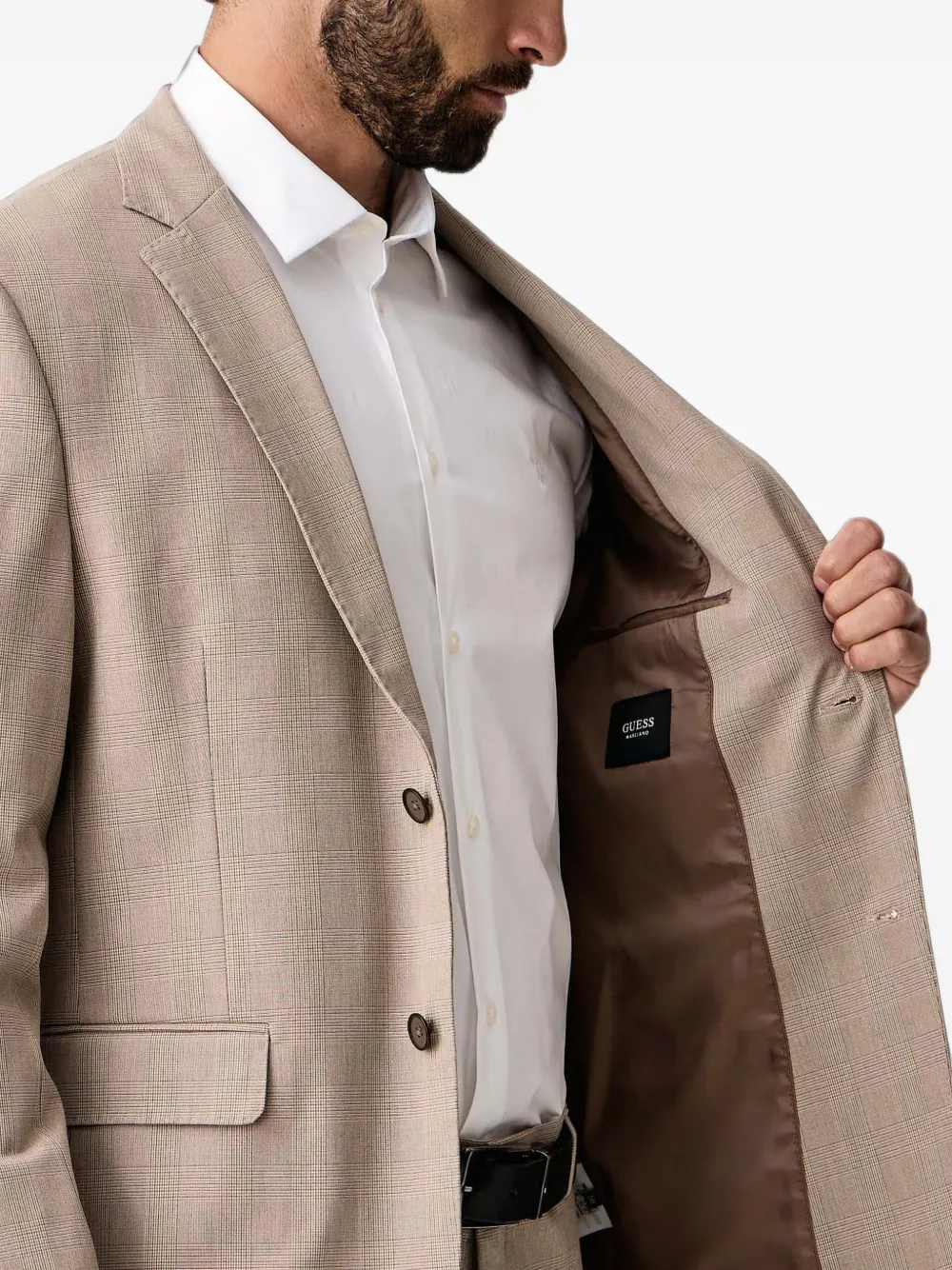 GUESS USA checked-pattern blazer jacket Beige