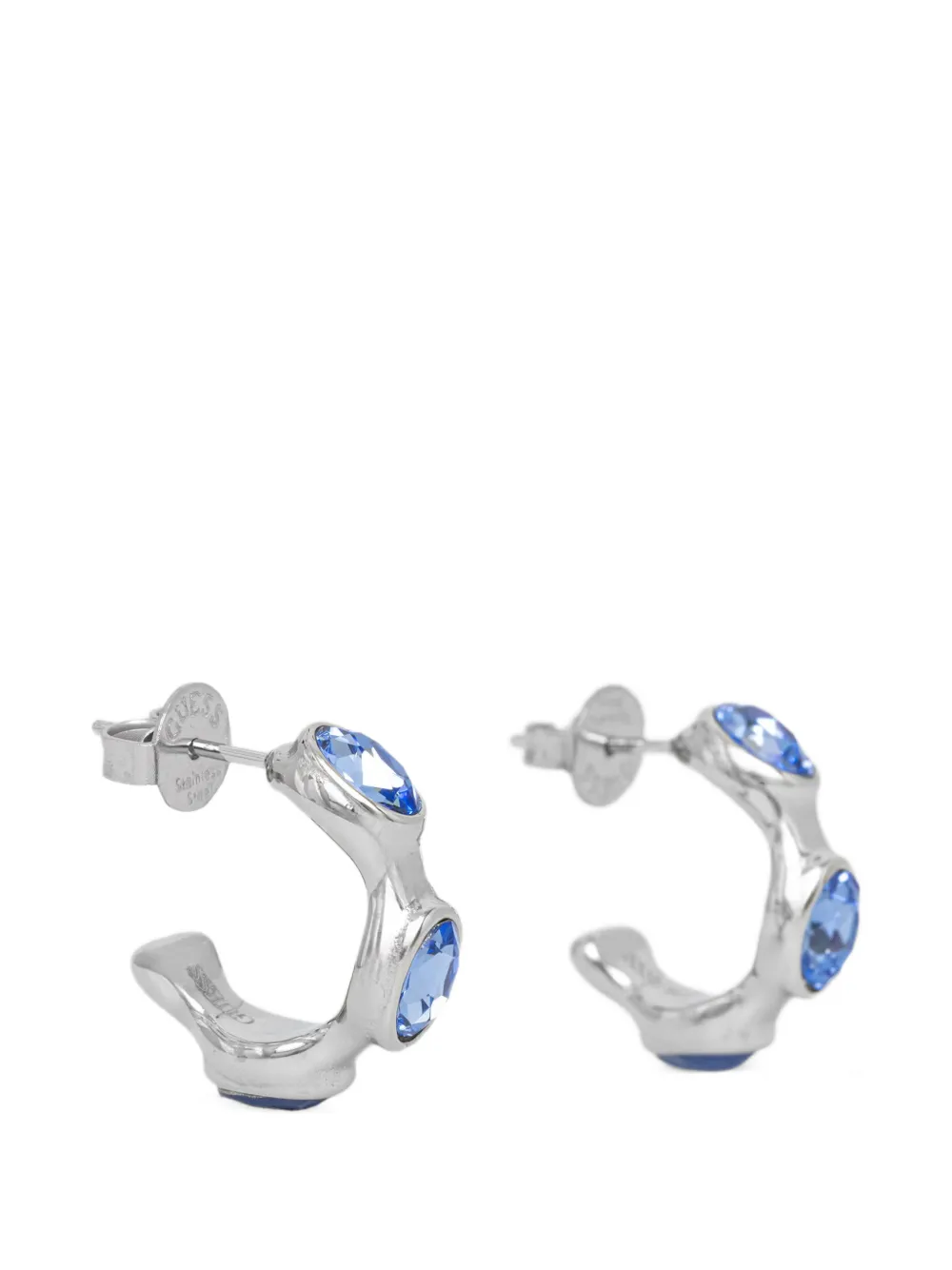 GUESS USA Divine crystal-embellished hoop earrings - Argento
