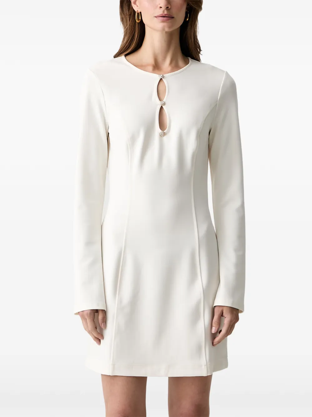 GUESS USA crystal-embellished keyhole-detail mini dress - Weiß