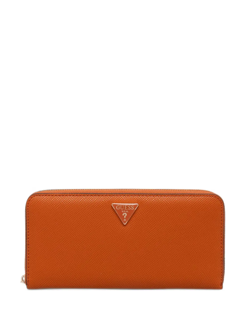 GUESS USA logo-plaque saffiano-effect wallet - Orange