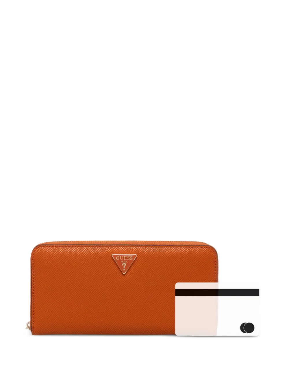 GUESS USA logo-plaque saffiano-effect wallet Oranje