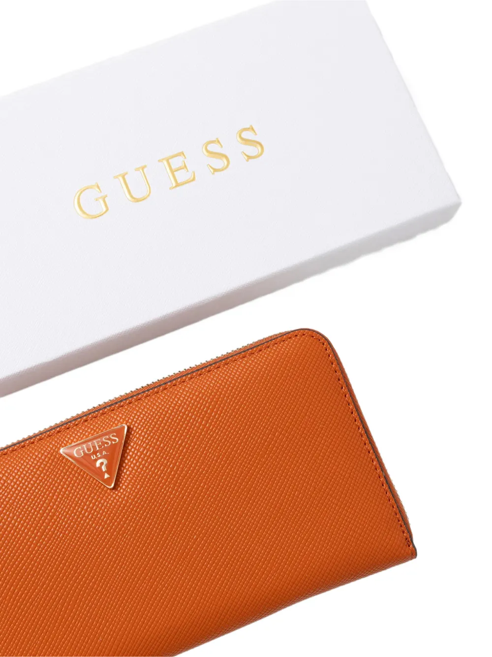 GUESS USA logo-plaque saffiano-effect wallet Oranje