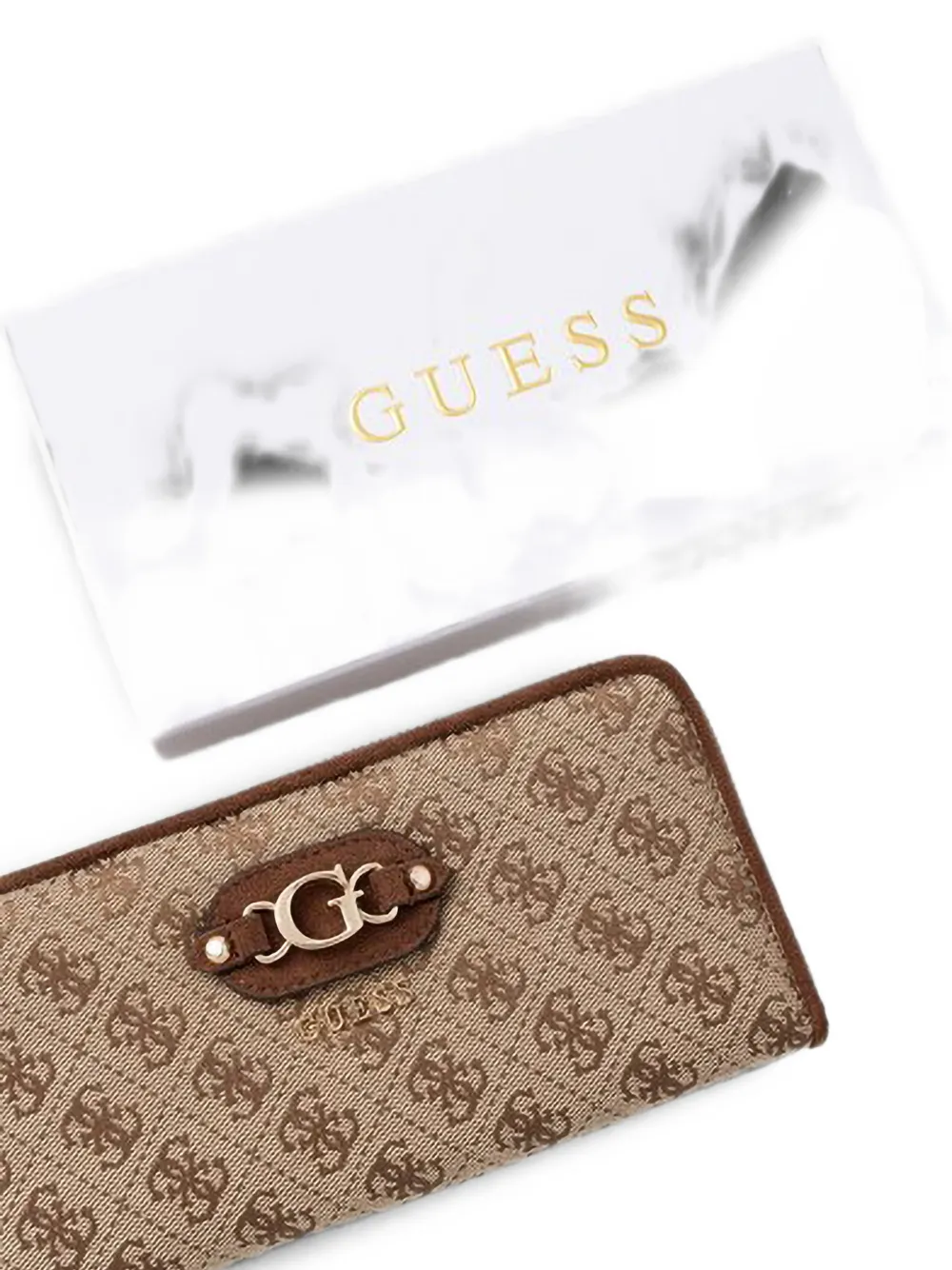 GUESS USA Maxi Samantha portemonnee met monogram-print en logo-plakkaat Beige