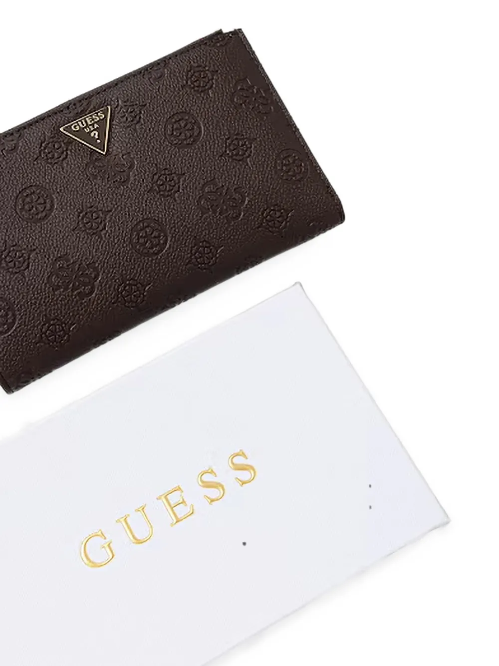 GUESS USA Blake portemonnee met logo-reliëf en rits Bruin