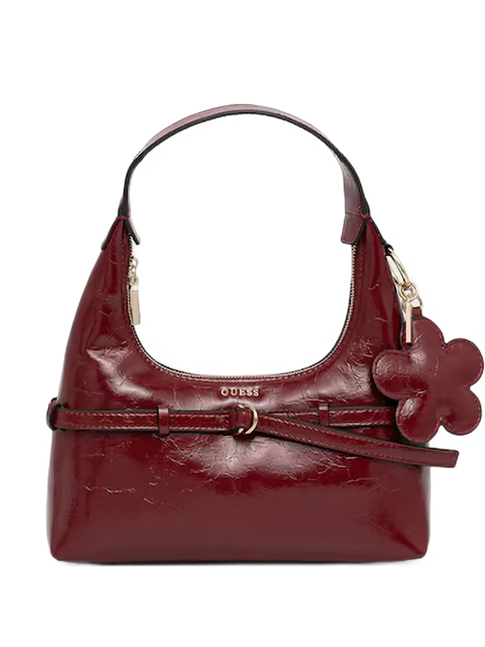 GUESS USA Taylor buckled-strap flower-charm shoulder bag - Rosso