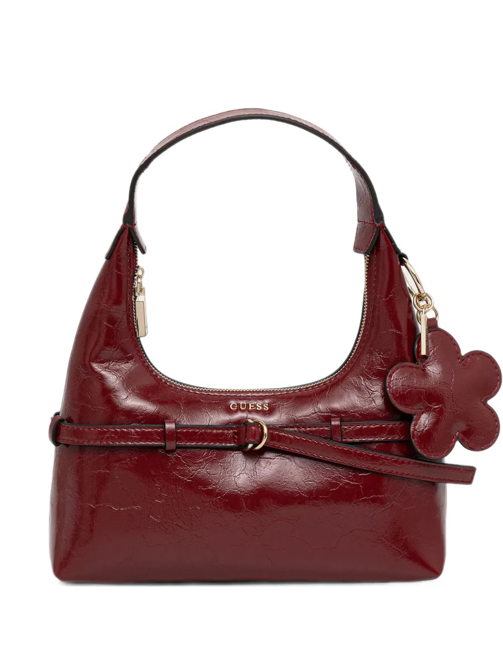 GUESS USA Taylor buckled-strap flower-charm shoulder bag - Rosso