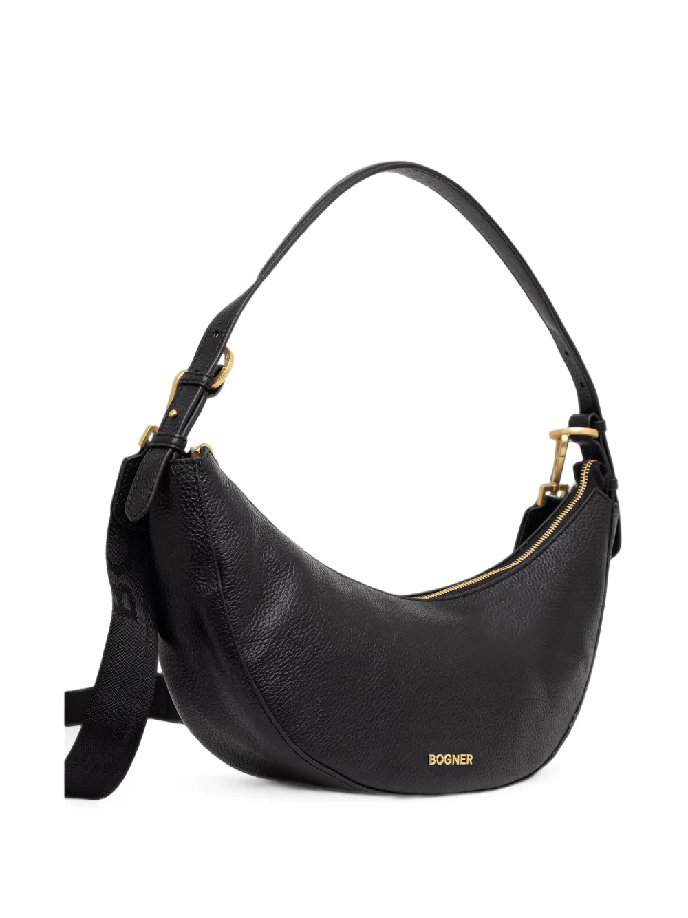 BOGNER Wallis Kyla grained-leather crescent shoulder bag Zwart