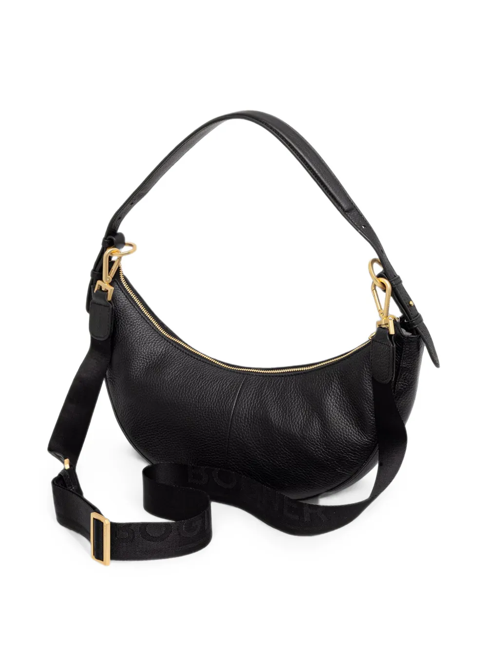 BOGNER Wallis Kyla grained-leather crescent shoulder bag Zwart