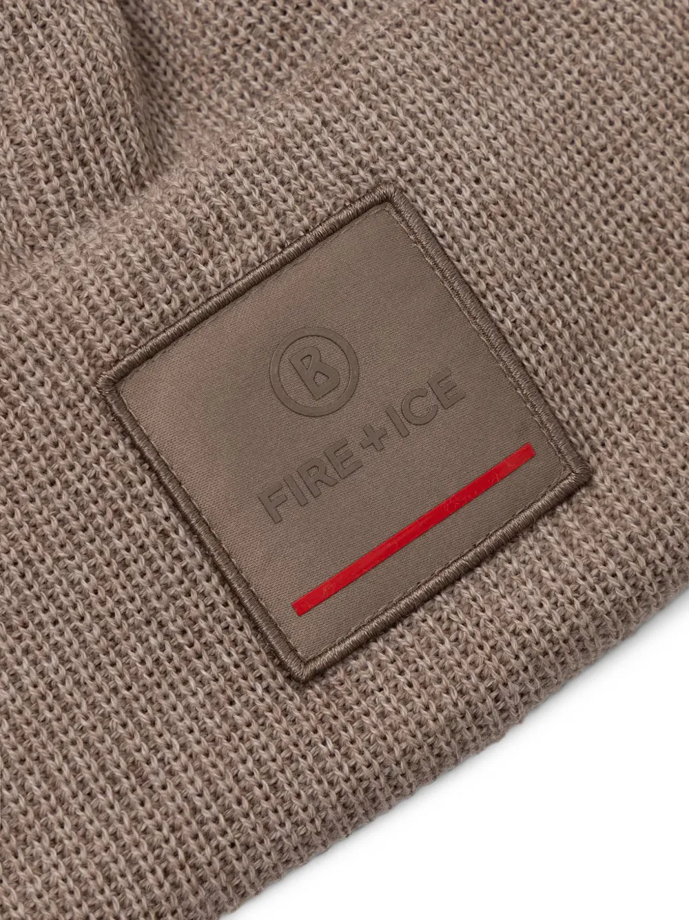 BOGNER FIRE+ICE Tarek geribbelde muts met logo-patch Bruin