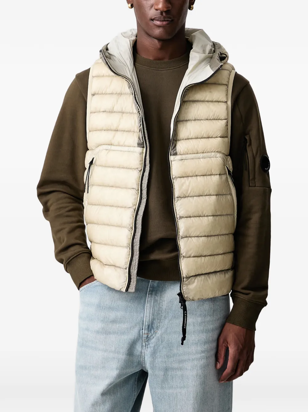 C.P. Company Goggle-detail quilted gilet - Neutrals