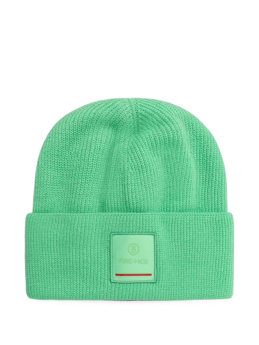 BOGNER Tarek logo-patch ribbed-knit beanie hat - Vert