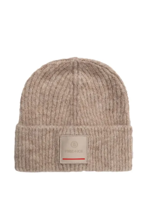 BOGNER FIRE+ICE logo-patch ribbed-knit beanie hat