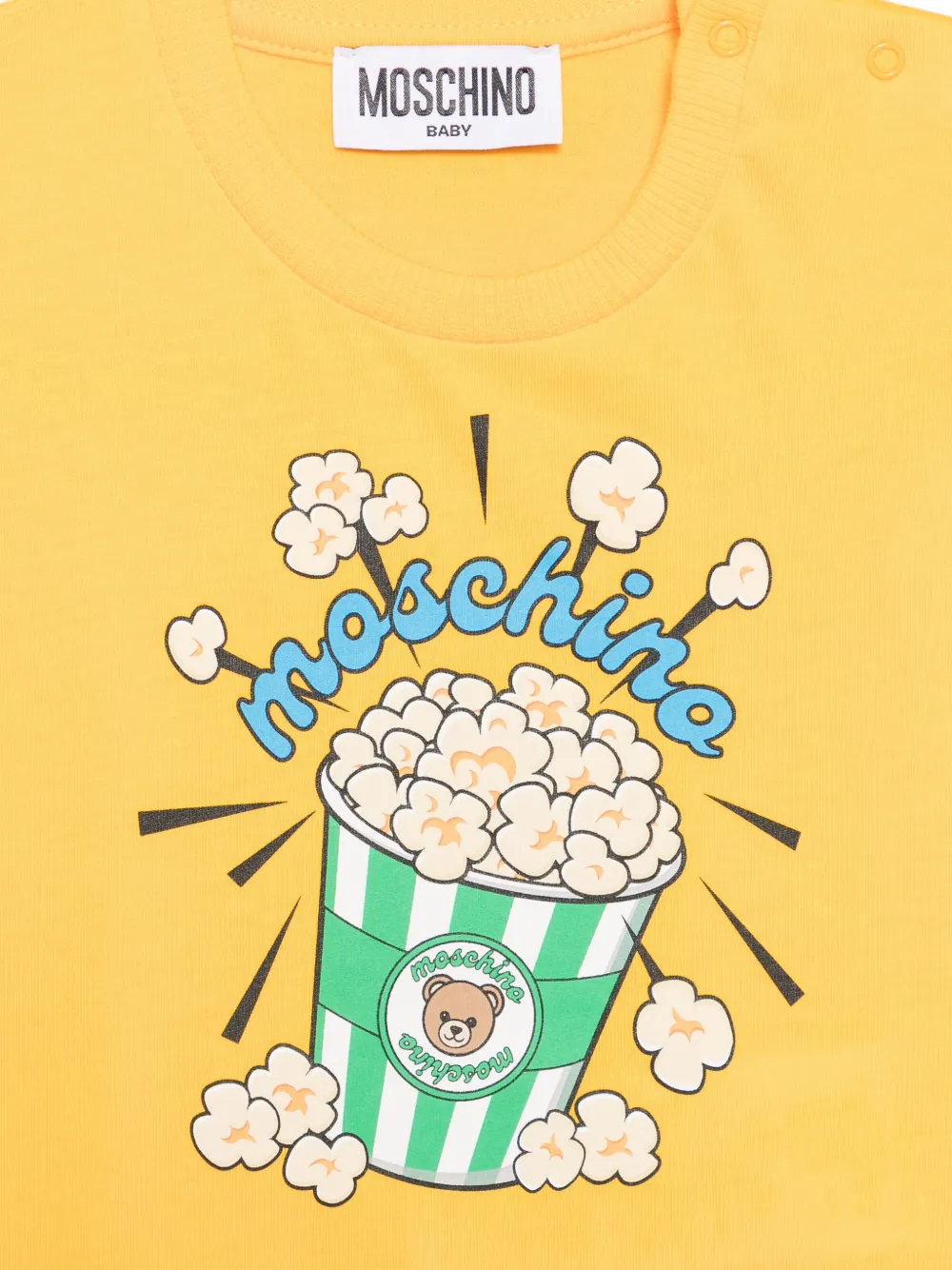 Moschino Kids T-shirt met popcornprint en lange mouwen Geel