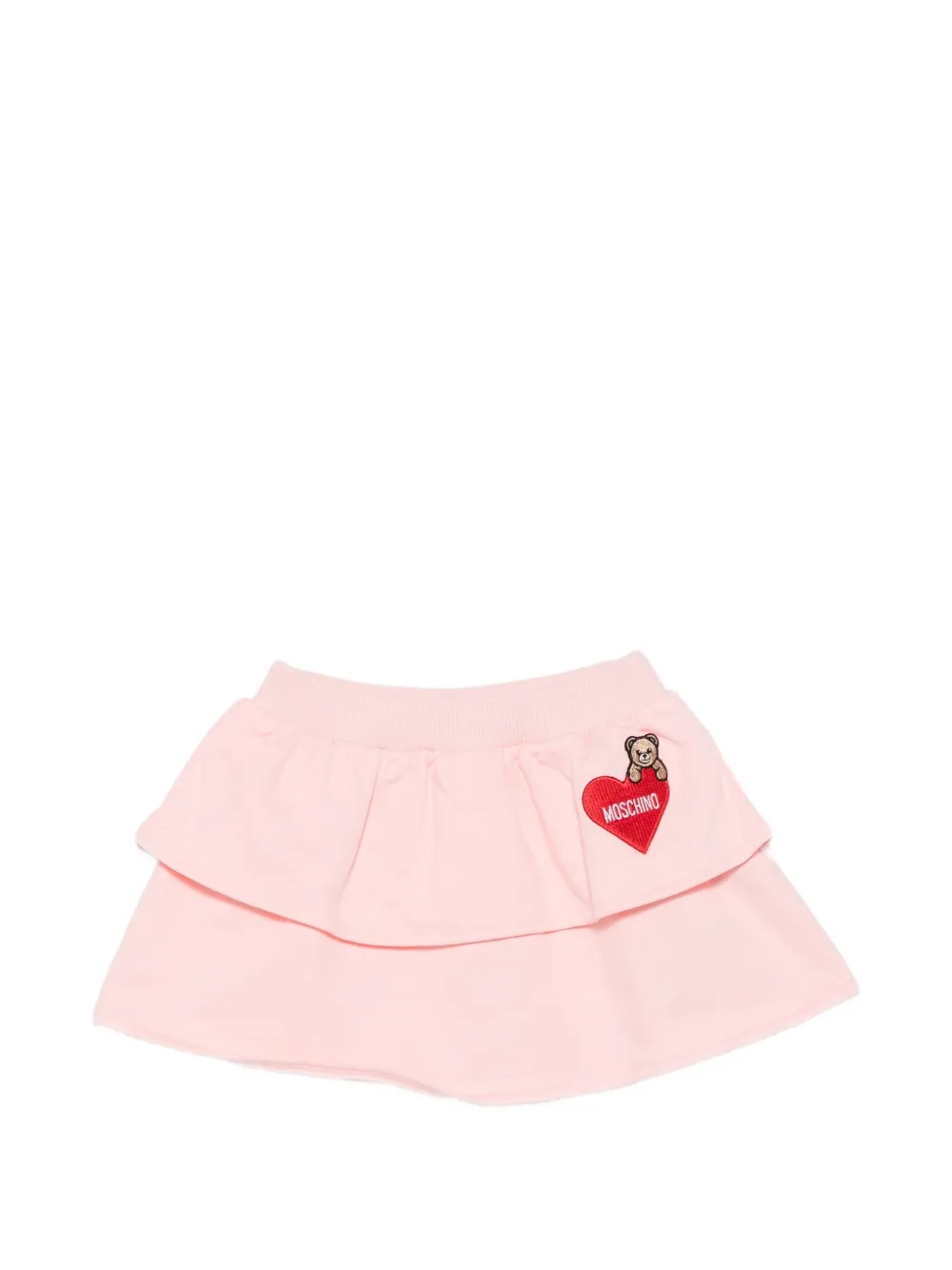 Moschino Kids logo-patch ruffled skirt Roze