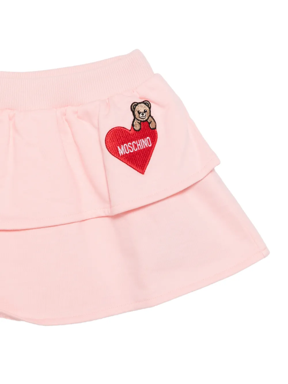 Moschino Kids logo-patch ruffled skirt Roze