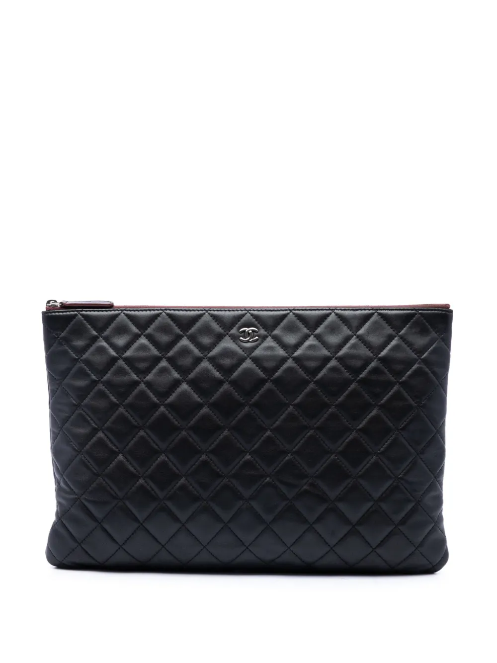 CHANEL Pre-Owned 2014-2015 Large Quilted Lambskin O Case clutch bag - Nero