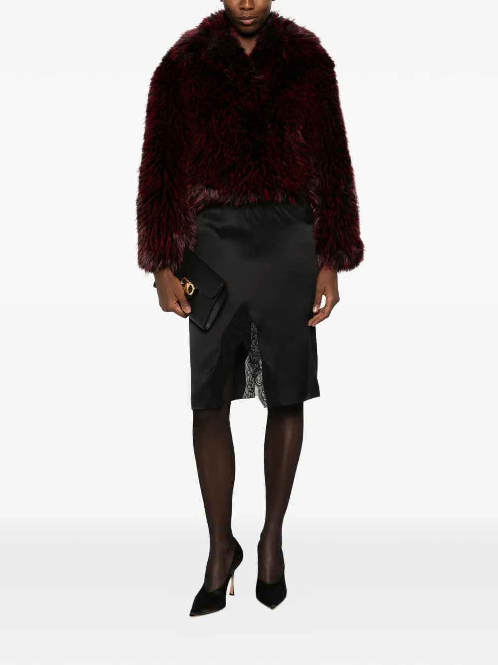 DVF Diane von Furstenberg Kaz cropped jack van imitatiebont Rood