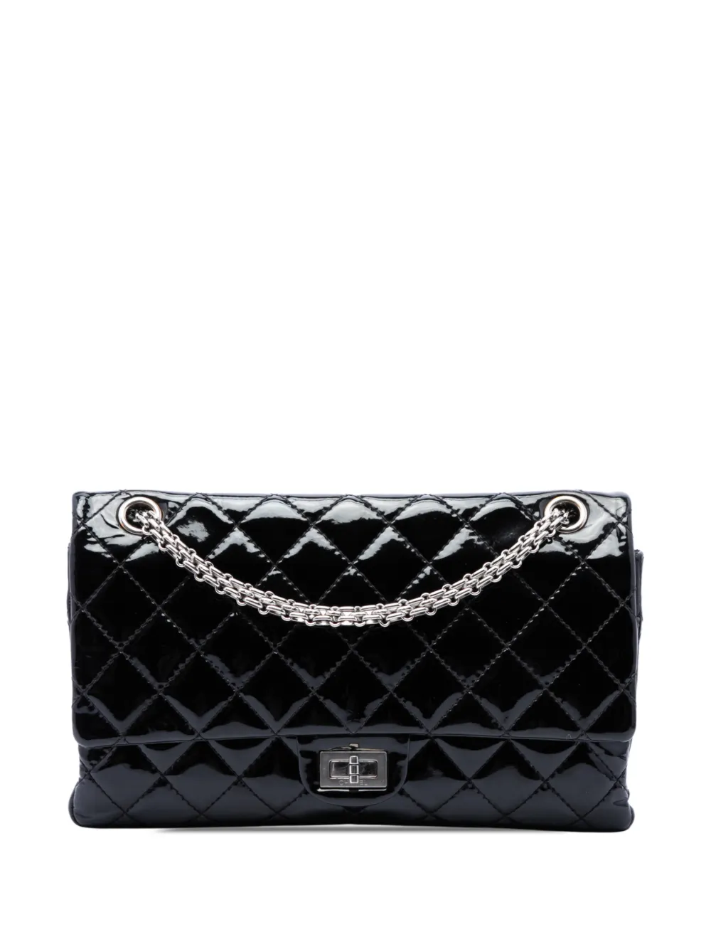 CHANEL Pre-Owned 2009-2010 Quilted Patent Reissue 2.55 Double Flap 226 crossbody bag - Nero