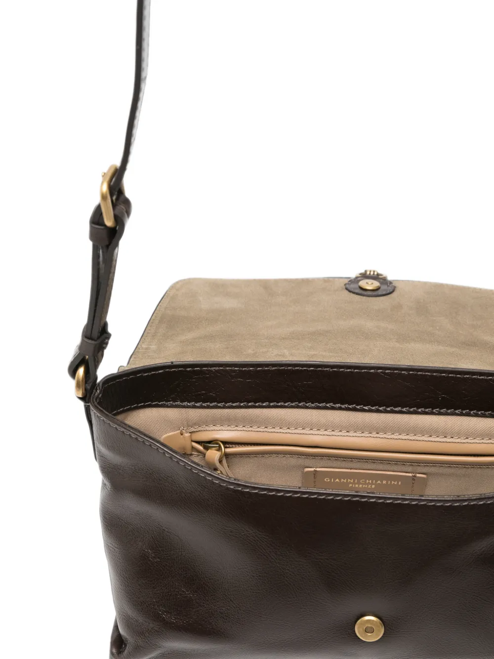 GIANNI CHIARINI Eugenia leren schoudertas Bruin