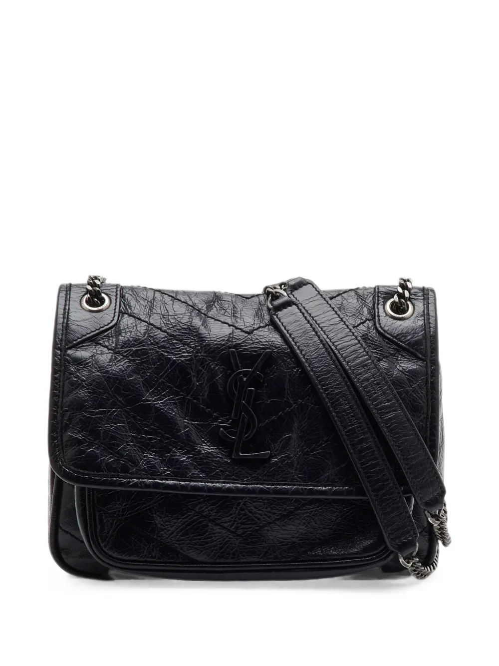 Saint Laurent Pre-Owned 2018 Niki Baby chevron-quilted shoulder bag - Nero