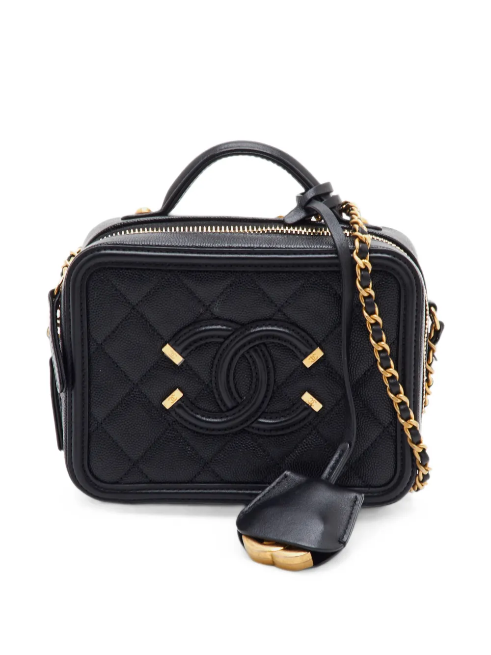 CHANEL Pre-Owned 2018-2019 small CC Filigree vanity crossbody bag - Nero