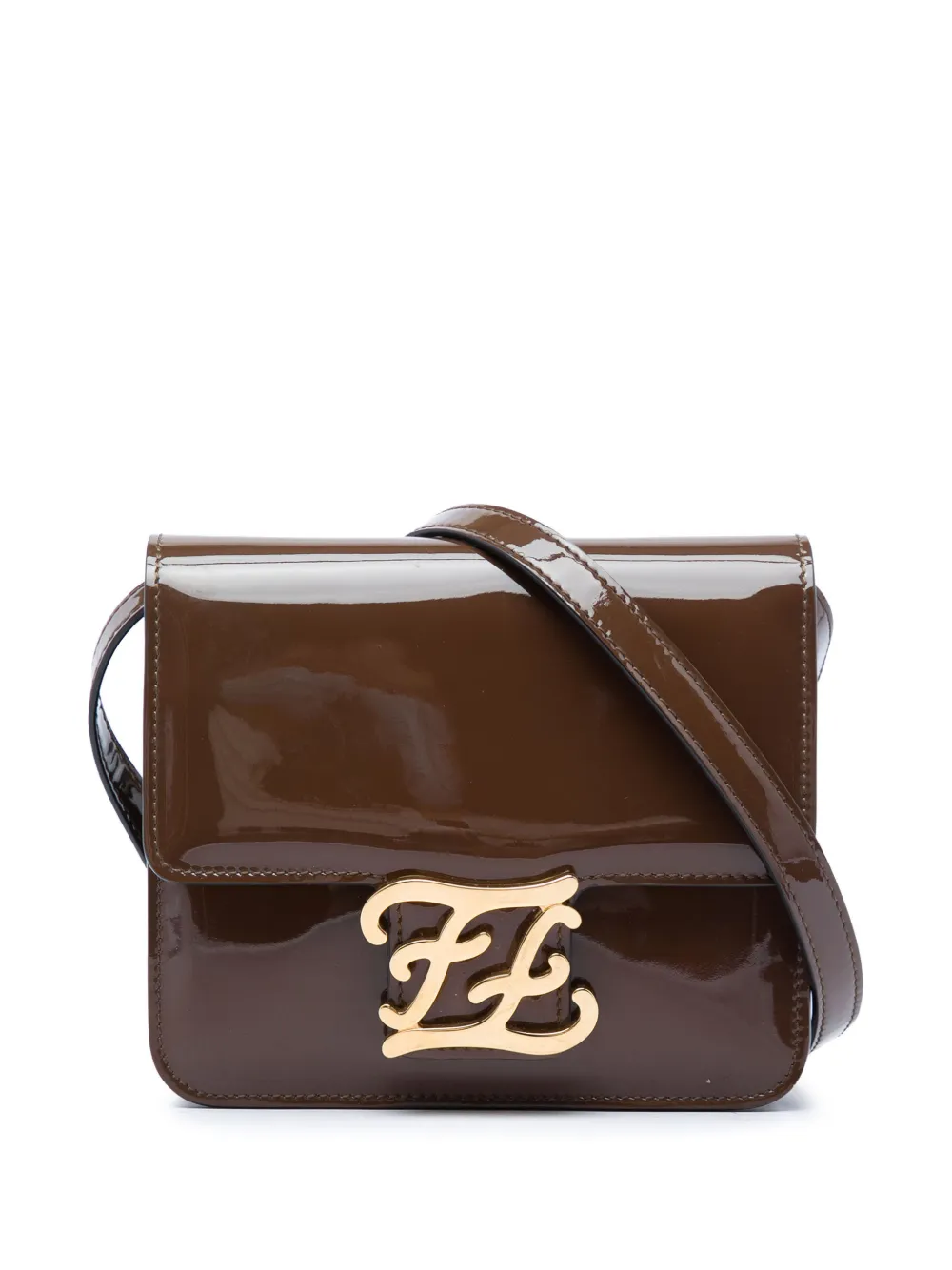 Fendi Pre-Owned 2010-2026 Karligraphy Umhängetasche aus Lackleder - Braun