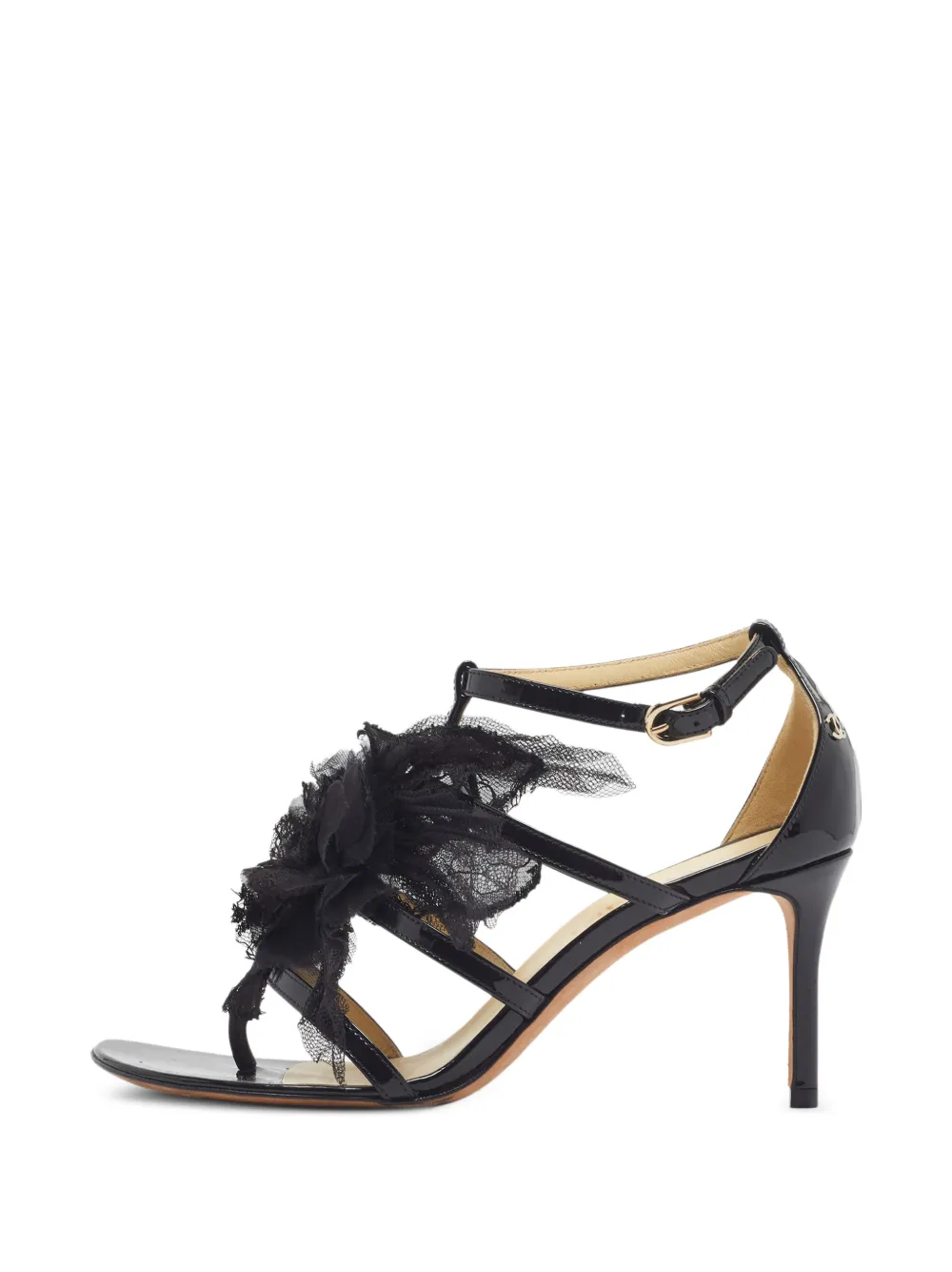 CHANEL Pre-Owned sandales Camellia en dentelle - Noir CHANEL Pre-Owned sandales Camellia en dentelle - Noir