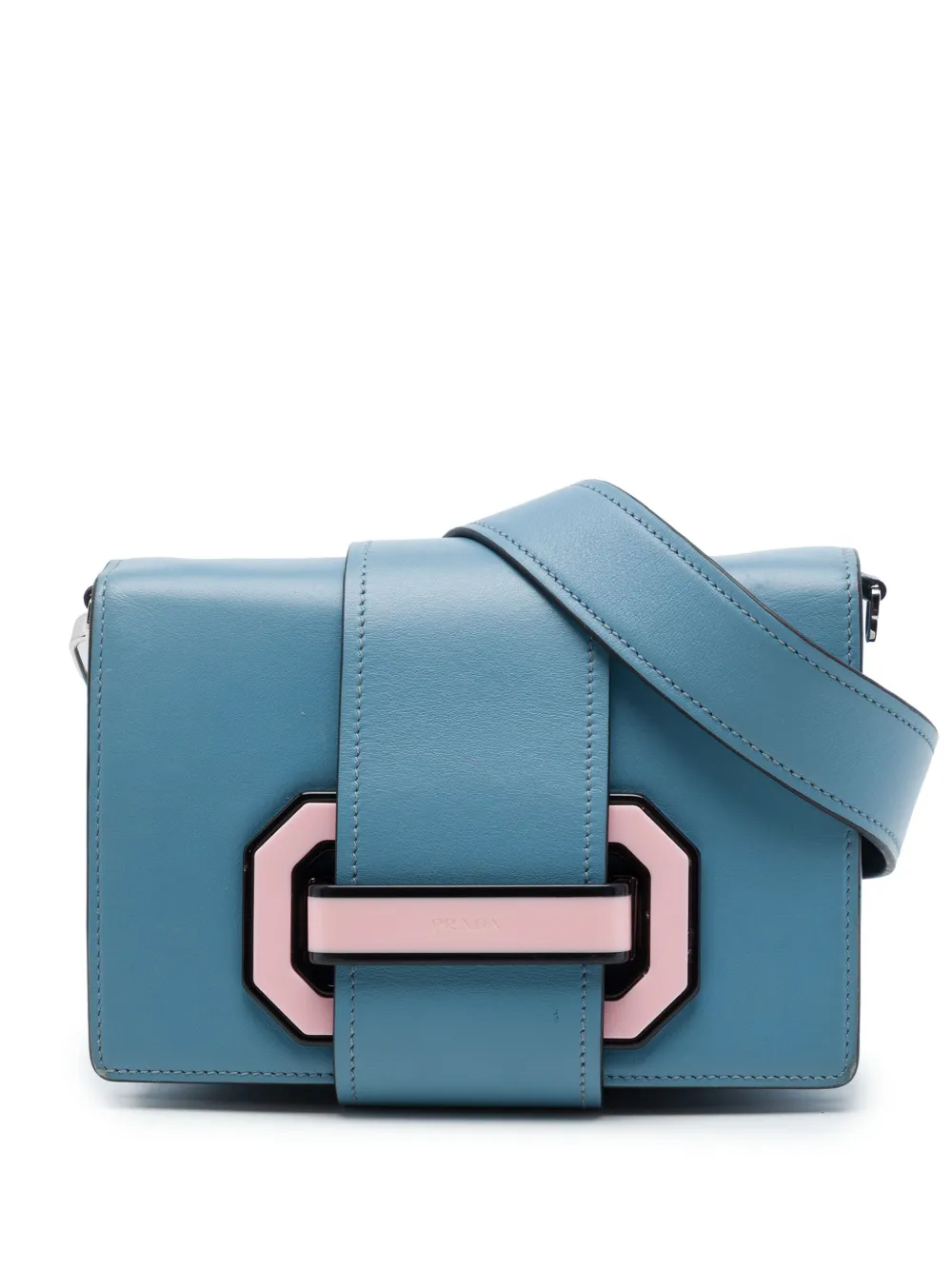 Prada Pre-Owned 2017-2026 City Plex Ribbon Umhängetasche aus Kalbsleder - Blau