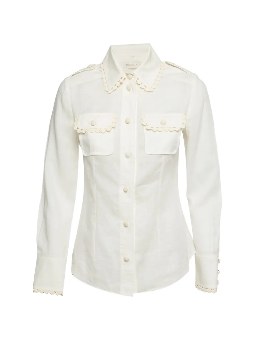 ZIMMERMANN crochet-trim shirt - Bianco
