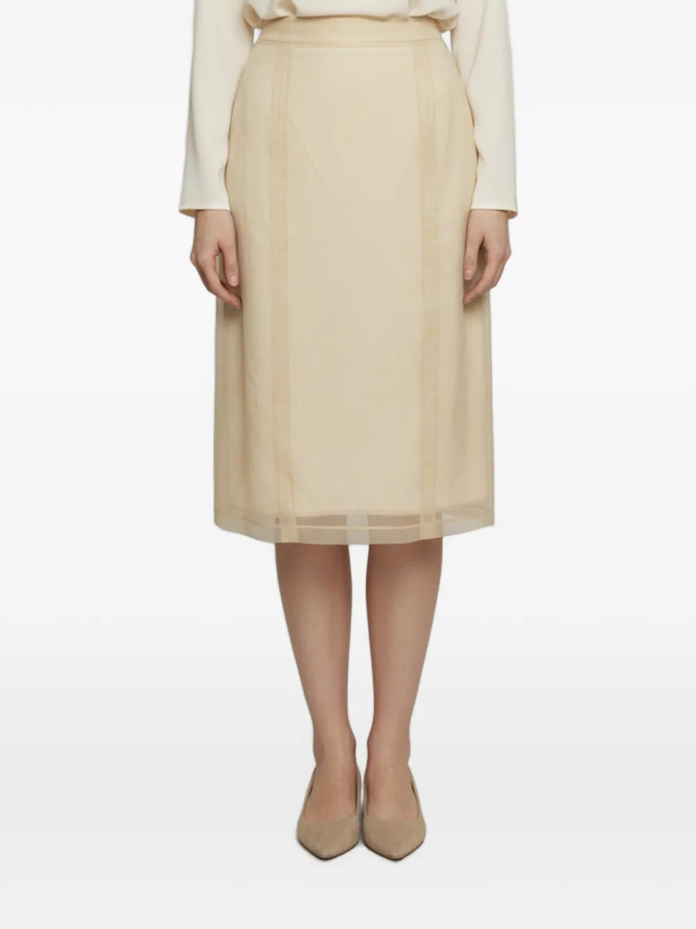 Gucci Pre-Owned sheer layered A-line midi skirt - Toni neutri