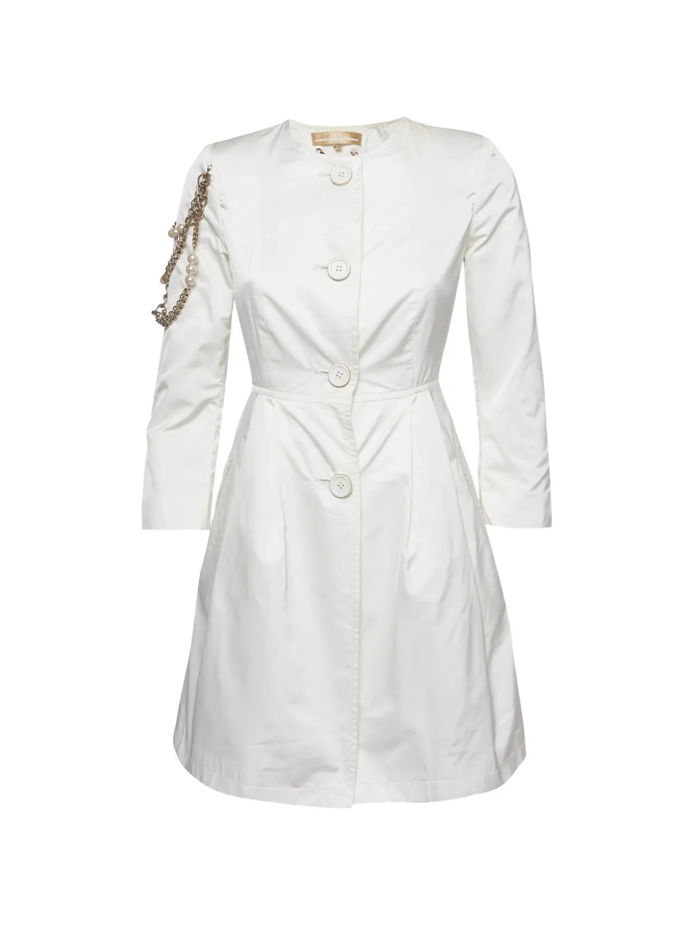 Elisabetta Franchi chain-embellished bow-detail trench coat - Bianco