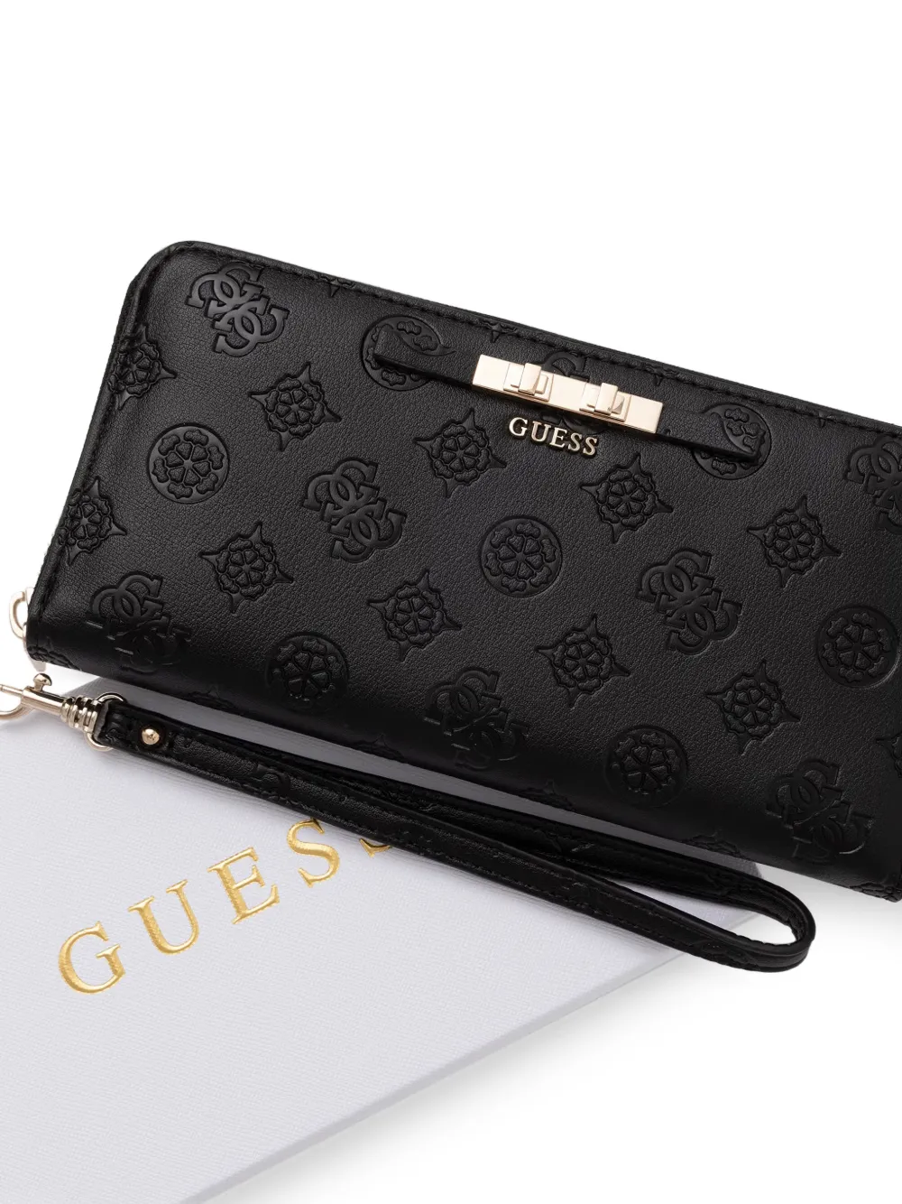GUESS USA Carmella logo-embossed zip-around wallet Zwart