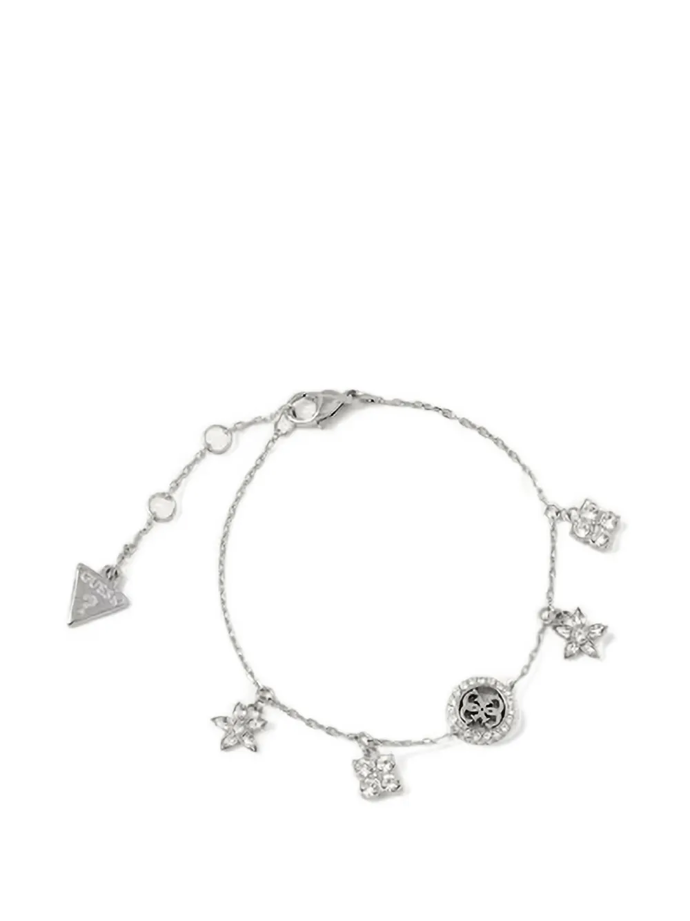 GUESS USA Secret Garden crystal-embellished logo-plaque bracelet - Argento
