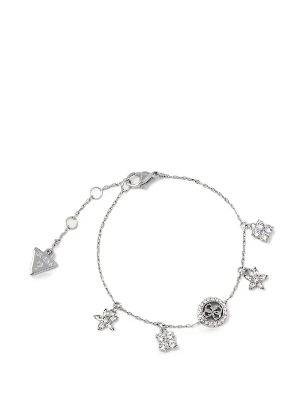 GUESS USA Secret Garden crystal-embellished logo-plaque bracelet - Argento