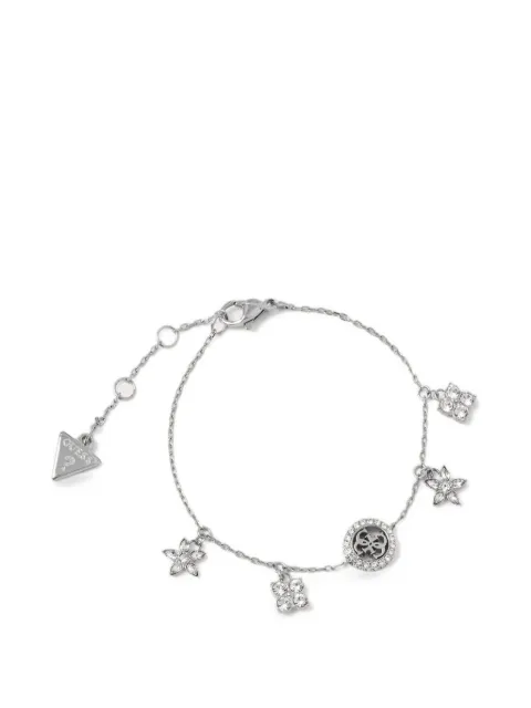 GUESS USA pulsera Secret Garden con placa del logo y detalles de cristal