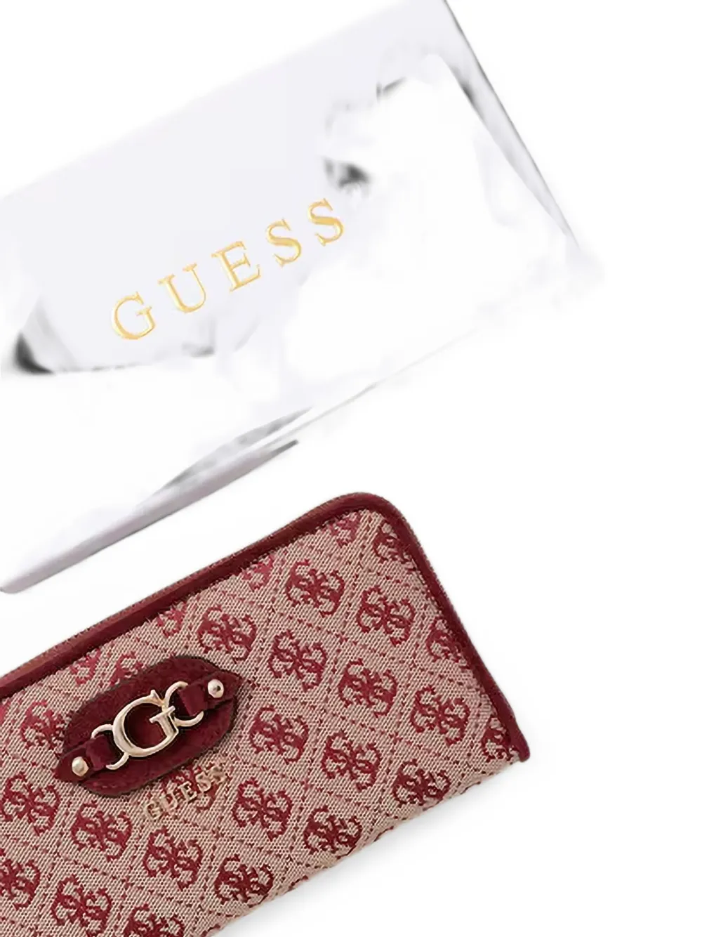 GUESS USA Maxi Samantha portemonnee met monogram-print en rits Beige
