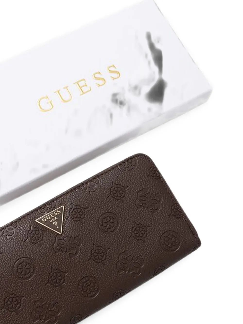 GUESS USA Grote Blake portemonnee met logo-reliëf en rits Bruin