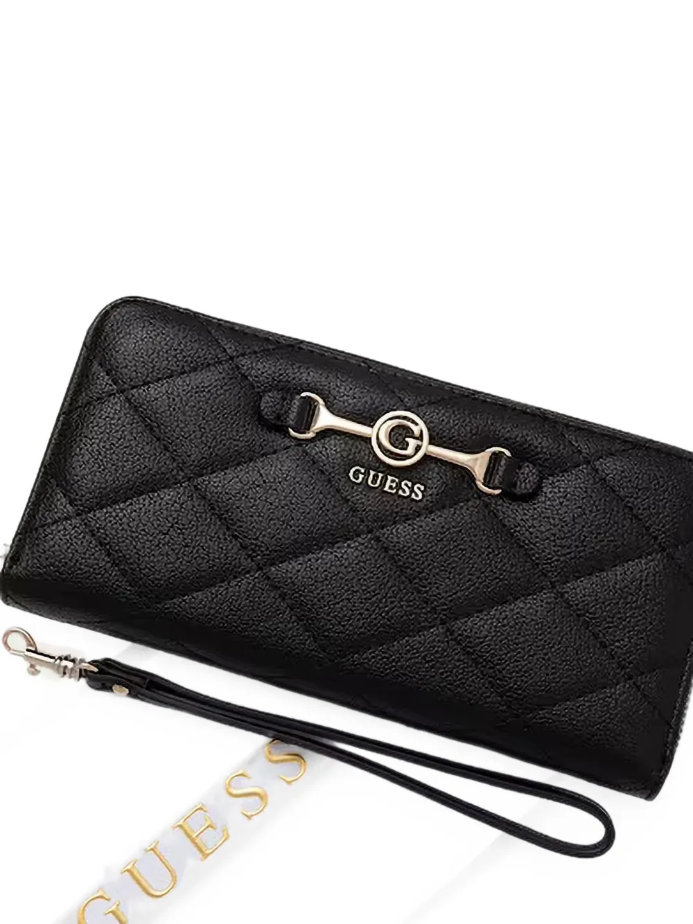 GUESS USA Maxi Frances gewatteerde portemonnee met logo-plakkaat Zwart