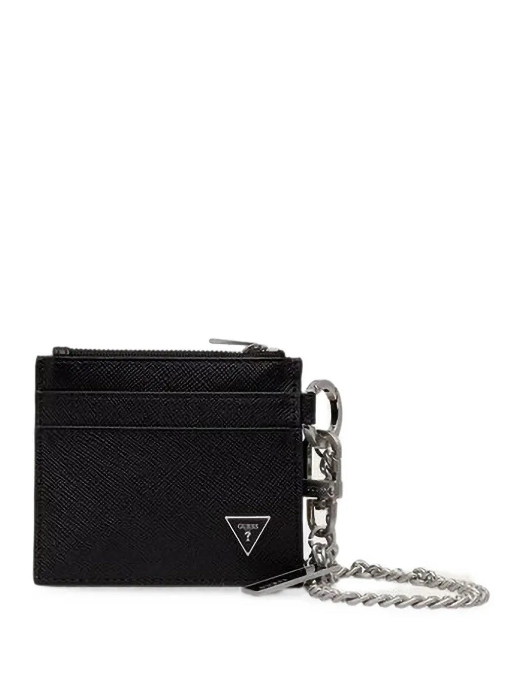 GUESS USA Milano saffiano-leather chain-link card holder - Nero