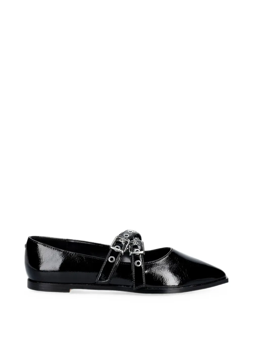 Buffalo Marly Cross Buckled Ballet Flats In Black