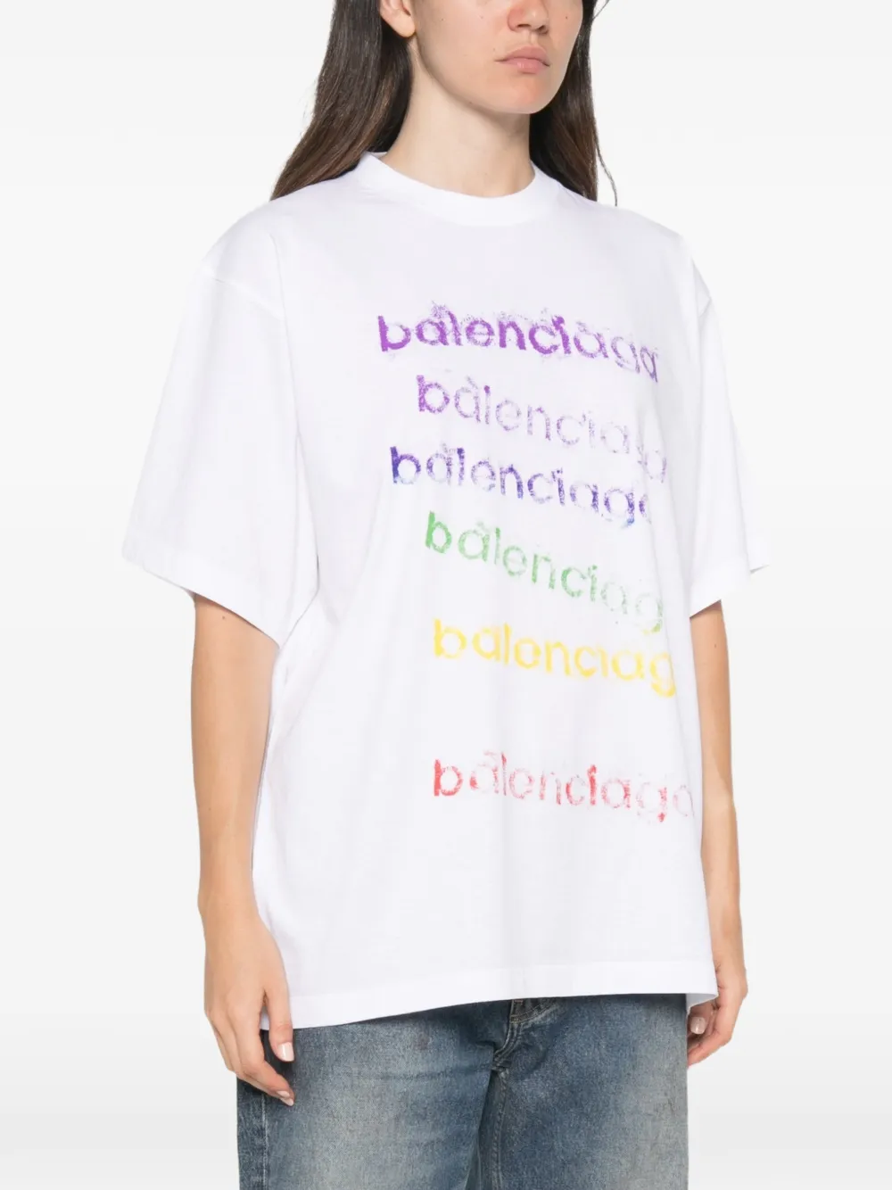 Balenciaga logo-print cotton T-shirt Wit