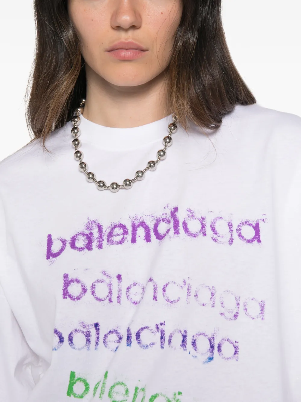 Balenciaga logo-print cotton T-shirt Wit