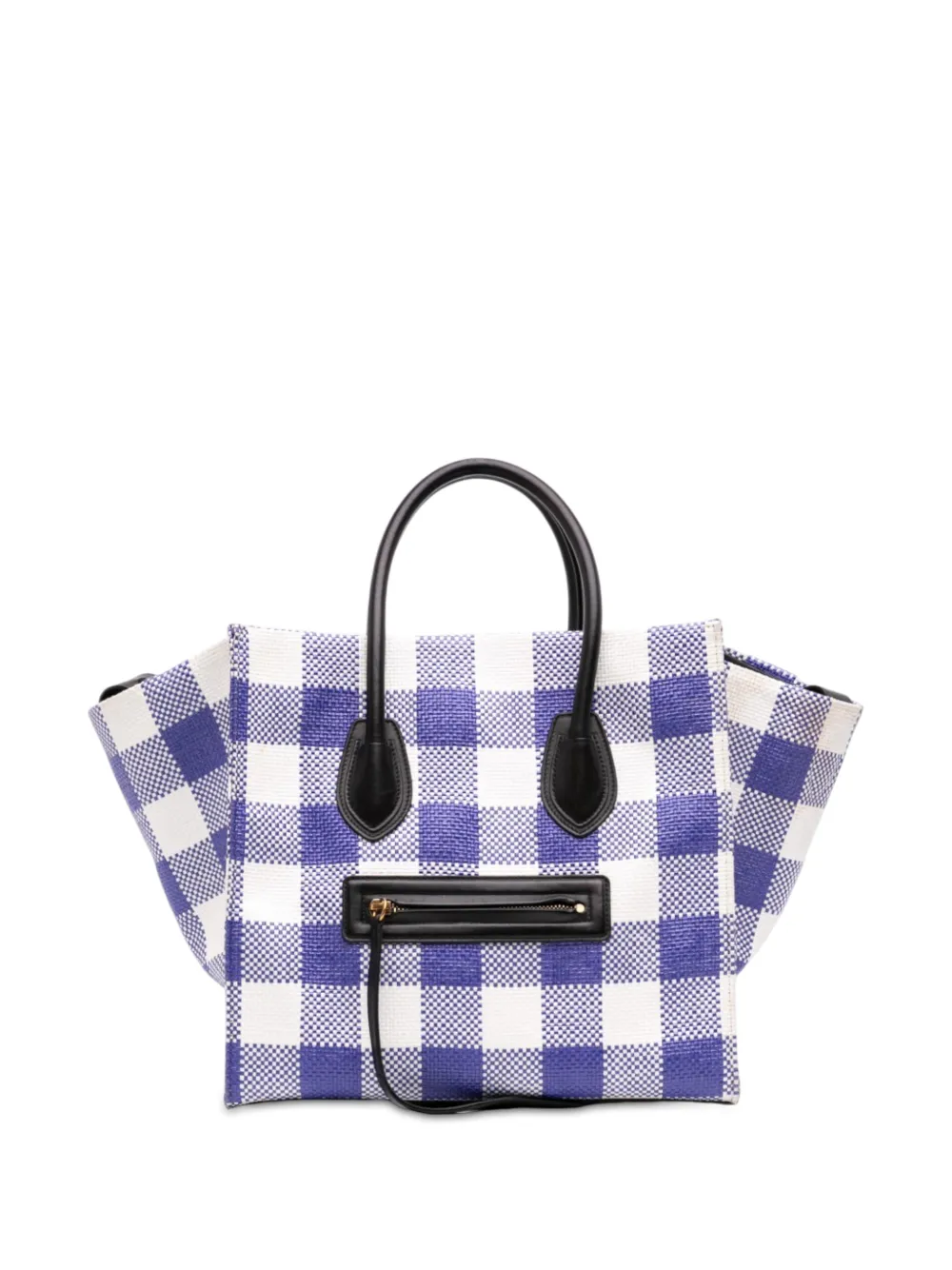 Celine Pre-Owned 2014 Medium Gingham Raffia Luggage Phantom tote bag - Blu