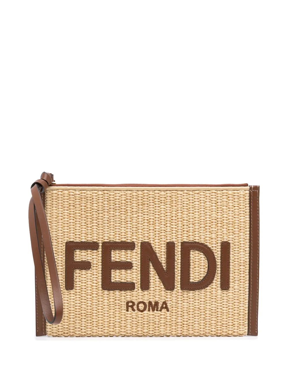 Fendi Pre-Owned 2010-2026 Raffia Roma Flat clutch bag - Toni neutri