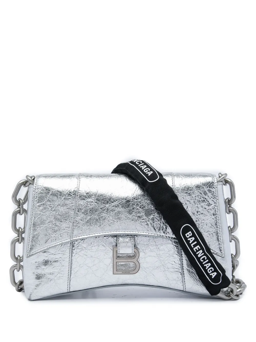 Balenciaga Pre-Owned 2010 Metallic Crinkled Calfskin Hourglass Downtown XS crossbody bag - Argento