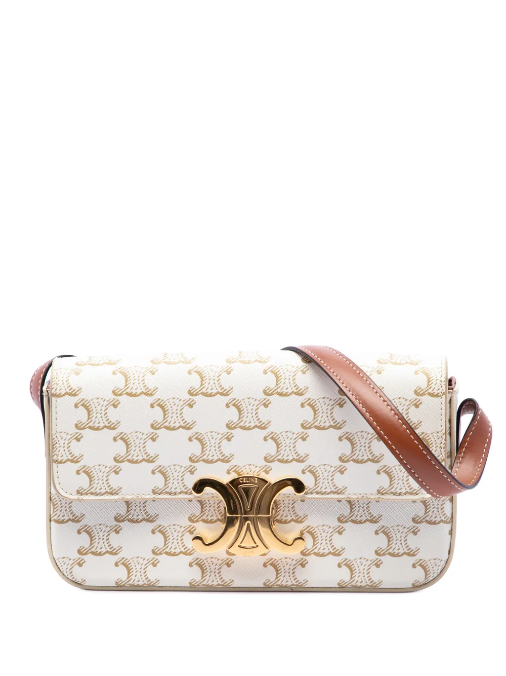 Celine Pre-Owned 2021 Triomphe Coated Canvas Claude shoulder bag - Bianco